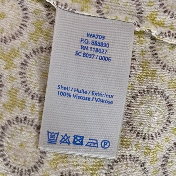 Boden Yellow and White Pleated Scoop Neck Flutter Sleeve Blouse Size 6 - Picture 9 of 11